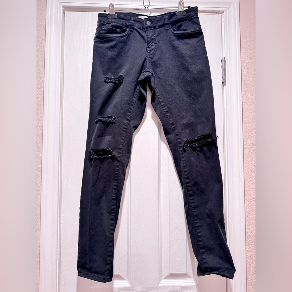 BP. Distressed Skinny Denim Jeans Women's Size 28 Black Low Rise 5-Pocket